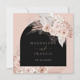 boho flores negro arca invitación a la boda