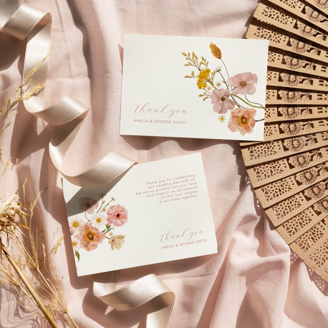 Boho Flowers boda tarjeta de agradecimiento, Whims (Subido por el creador)
