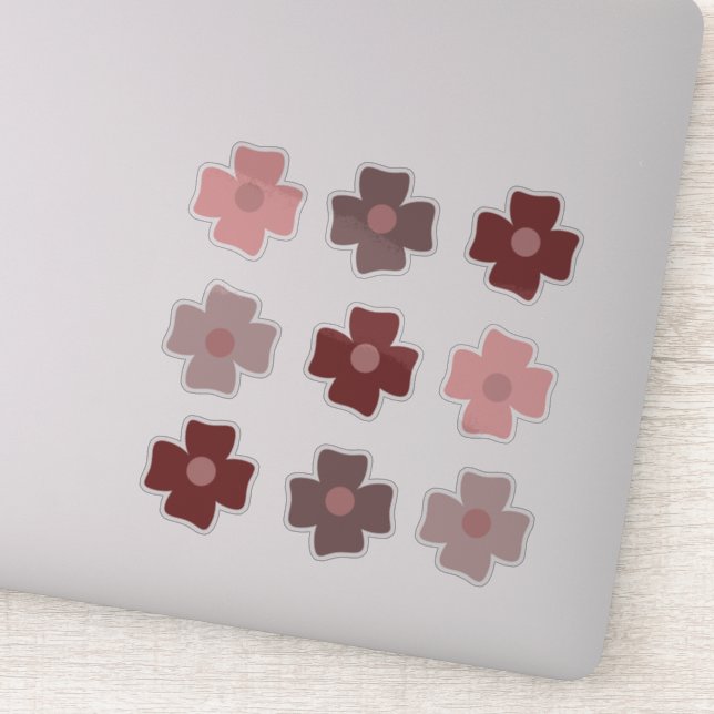 Boho Flowers Pegatina de los tonos de tierra rosad (Detalle)