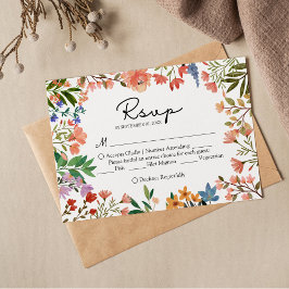 Boho Garden of Wildflower Wedding Tarjeta RSVP