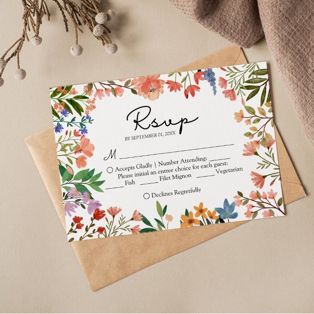 Boho Garden of Wildflower Wedding Tarjeta RSVP (Subido por el creador)