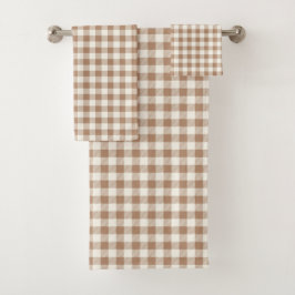 Boho Gingham Pattern Plaid Checkered Tan Brown
