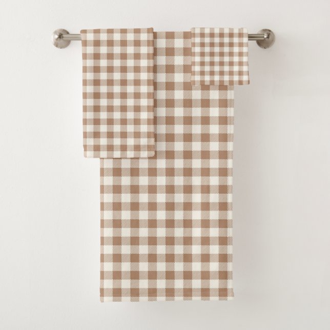 Boho Gingham Pattern Plaid Checkered Tan Brown (In situ)