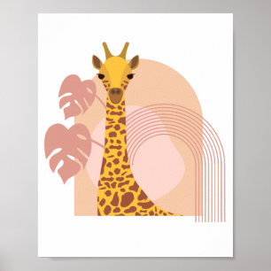 Boho Giraffe Planta de selva Poster arte en la par