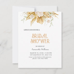 Boho Gold Floral Bridal Shower Invitación Relieve 
