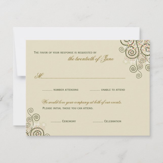Boho Green Spiral Bar / Tarjeta RSVP Bat Mitzvah (Anverso)