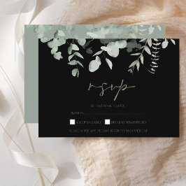 Boho Greenery Black Eucalyptus Wedding RSVP