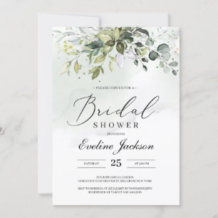 Boho Greenery Eucalyptus Bridal Shower Invitación