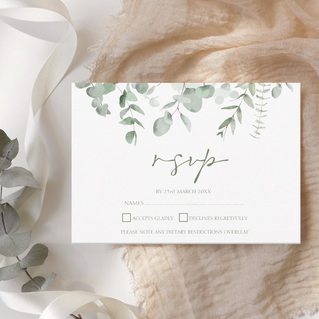 Boho Greenery Foliage Eucalyptus Wedding RSVP (Subido por el creador)