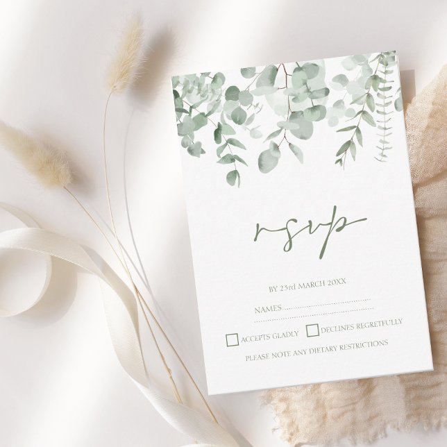 Boho Greenery Foliage Eucalyptus Wedding RSVP (Subido por el creador)