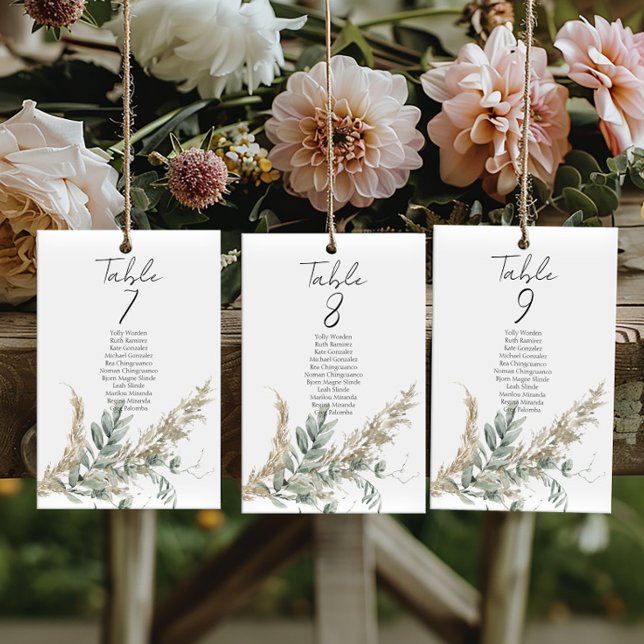 Boho greenery table number seating chart cards (Subido por el creador)