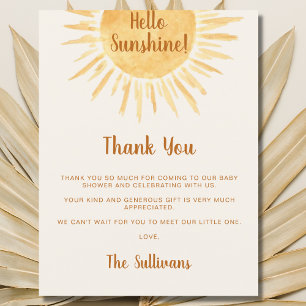 Boho Hello Sunshine Tarjeta de Agradecimiento para