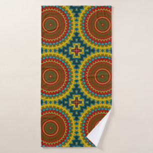 Boho Hippie Rojo Amarillo Azul Vintage Tíbal Étnic