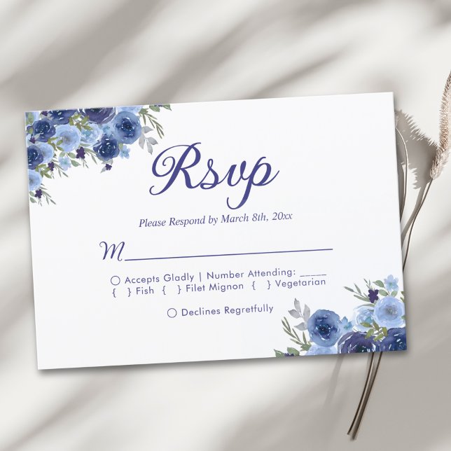 Boho-Inspired Navy Blooms – Wedding RSVP (Subido por el creador)