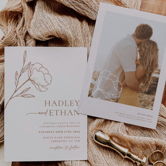 Boho Invitación a la Boda Minimalista BotánicaFlor (Subido por el creador)