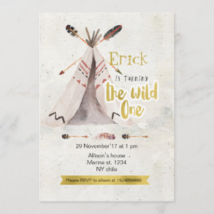 Boho La Vieja Invitación De Un Primer Cumpleaños