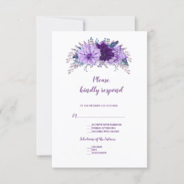 Boho Lavender Floral Plum Purple Wedding RSVP