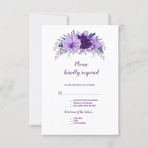 Boho Lavender Floral Plum Purple Wedding RSVP