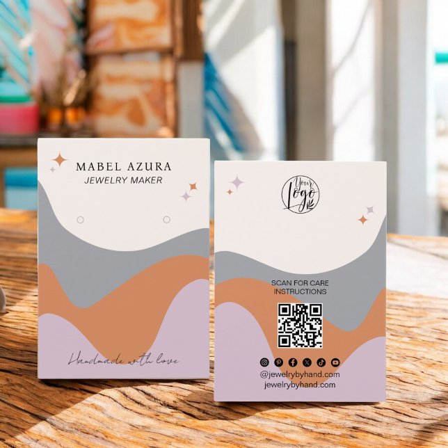 Boho lavender gris Jewelry maker Qr logo (Boho lavender gray Jewelry maker Qr logo earring)