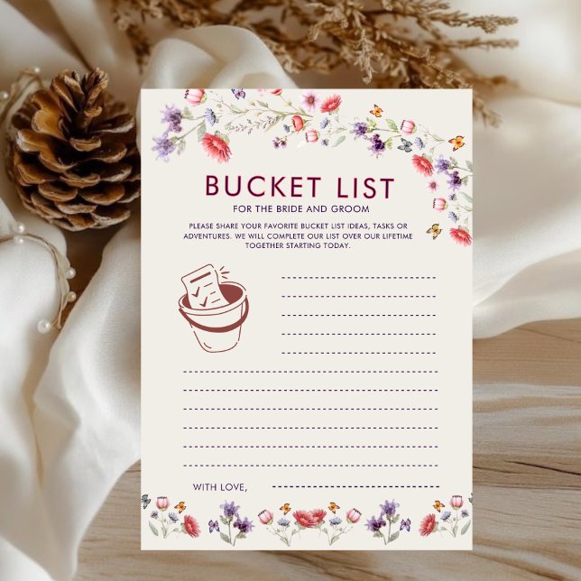 Boho Lavender Wildflower Bridal Shower Bucket List (Subido por el creador)