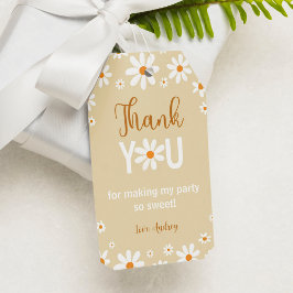 Boho Light Daisy 1er cumpleaños etiqueta de regalo