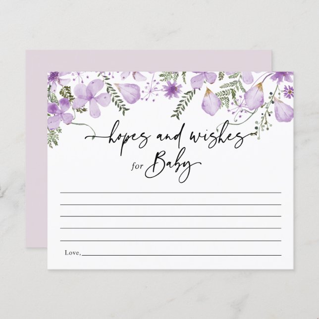Boho Lilac Flores Esperanzas y Deseos Tarjeta Baby (Anverso / Reverso)