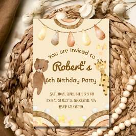 Boho lindo Oso y Giraffe Invitación de cumpleaños