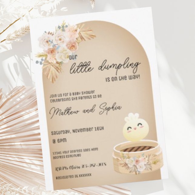 Boho Little Dumpling Invitación de Baby Shower (Subido por el creador)
