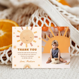 Boho Little Sunshine Birday Foto de agradecimiento
