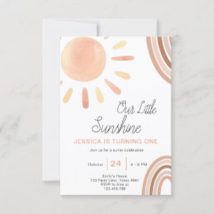 Boho Little Sunshine Primer cumpleaños Invitación