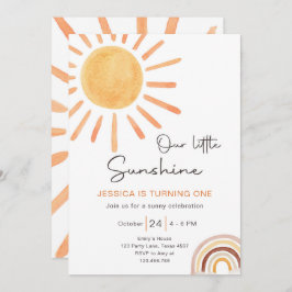 Boho Little Sunshine Primer cumpleaños Invitación