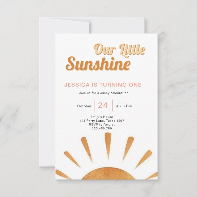 Boho Little Sunshine Primer cumpleaños Invitación  (Anverso)