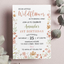 Boho Little Wildflower Invitación al primer cumple