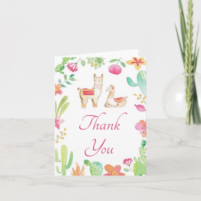 Boho Llamas Tarjeta de agradecimiento (Anverso)
