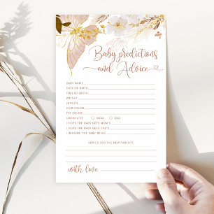 Boho mariposa Predicciones para bebés y tarjeta de