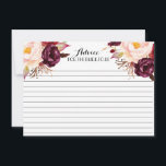 Boho Marsala Bellas Tarjetas de Consejos Florales<br><div class="desc">Boho Marsala Bellas Tarjetas de Consejos Florales</div>