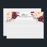 Boho Marsala Bellas Tarjetas de Consejos Florales<br><div class="desc">Boho Marsala Bellas Tarjetas de Consejos Florales</div>