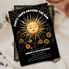 Boho Mistical Sun 40.ª invitación de cumpleaños