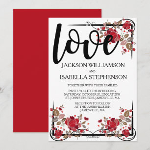 Boho Moda Amor y Rosas Invitación a la boda
