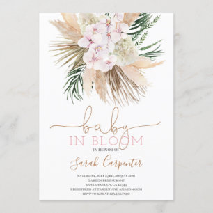 Boho Moda Bebé en una ducha de flores invitación c