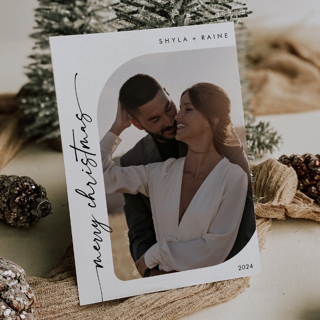 Boho Moda Blanco Negro Foto Simple Feliz Navidad (Subido por el creador)