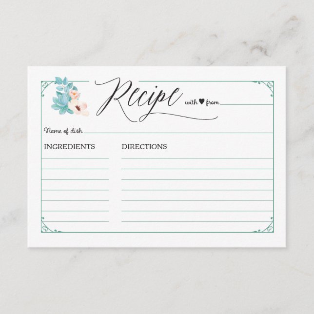 Boho Moda Boda Floral Bodas Ducha Tarjetas de Rece (Anverso)