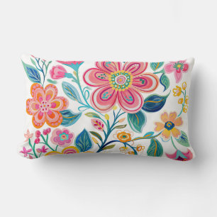 Boho Moda Cojín decorativo de flores rosadas y cor