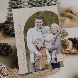 Boho Moda Cream Gold Foto Moderno Feliz Navidad