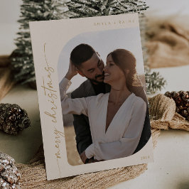 Boho Moda Cream Gold Foto Simple Feliz Navidad