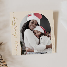 Boho Moda Cream Gold Foto Única Feliz Navidad