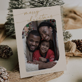 Boho Moda Cream Gold Photo Cum Feliz Navidad