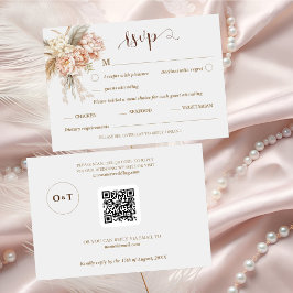 Boho Moda Elegante Floral Código QR Boda Tarjeta R