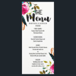 Boho Moda Floral Watercolor Boda Menú<br><div class="desc">Menús Boda de acuarela floral de Moda Boho. Con flores de rosa y peonía y el moderno y divertido Brush Font. Revisa mi tienda para ver toda la suite boda para este diseño!</div>