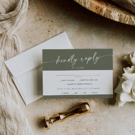Boho Moda Menú Verde Olivo Tarjeta RSVP